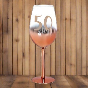 Birthday Gift: 50 ROSE GOLD OMBRE WINE GLASS 430ML