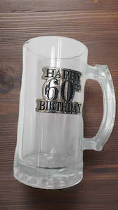 Birthday Gift: 60 Badge Straight Stein Glass