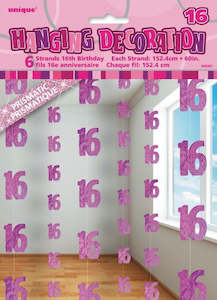 16th Birthday Gift Collection: Glitz Pink Hanging Swirl Decoration - 16