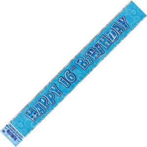 16th Birthday Gift Collection: Glitz Blue 16th Birthday Foil Banner