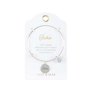 L M Personalised Bangle: Olivia - L&M Personalised Bangle