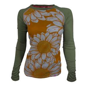 Made For Women: Women's Flower Power Long Sleeve Merino| Zesty Olive