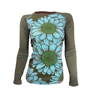 Women's Flower Power Long Sleeve Merino| Minty As