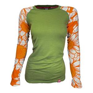 Women's Flower Power Long Sleeve Merino | Green