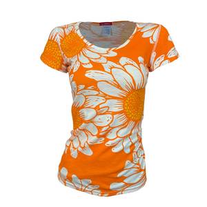 Women's Flower Power Merino Scoop Neck Tee | Orange Zest