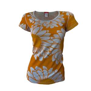 SECONDS Women's Flower Power Merino Scoop Neck Tee | Calm Orange