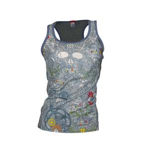 Sugar Skull: Women's Sugar Skull Merino Singlet | Storm