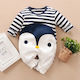 Penguin Print Stripes Long-sleeve Jumpsuit for Baby