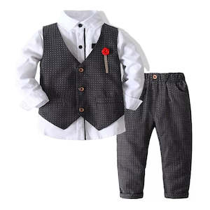 Dress: Boys Formal Suit Set, Shirt with Slim Vest and Pants
