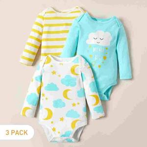 Boys: 100% Cotton 3-pack Baby Cloud Bodysuits Set