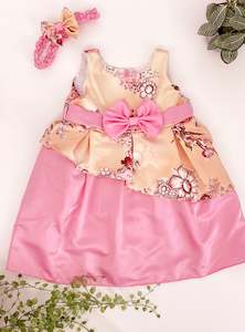 Dresses 1: Kids Girls Floral Printed Bowknot Party Dress and Hairband