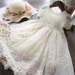 Dresses 1: Kid/Toddler Girl Embroidery Princess Party Dress off white