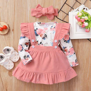 Sets: 3-piece Baby / Toddler Girl Bodysuit, Suspender Skirt and Headband Set