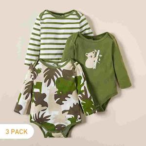 Jumpsuits: 3-pack 100% Cotton Baby Koala Striped Rompers Set NZ