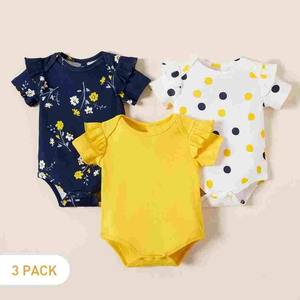 100% Cotton 3pcs Baby Girl Rompers & Bodysuits NZ