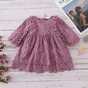 100% Cotton Dress Floral Embroidered Mesh Splice