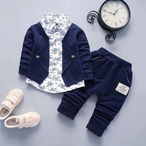 Baby / Toddler Boy Gentle Faux-two Top and Solid Pants Set