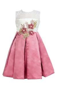 Girls: Kids Girls Floral Decor Bowknot Sleeveless Party Dress and Hairband