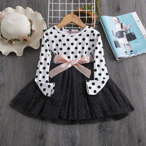 Princess Baby Bowknot Party Dress Polka Dot Mesh