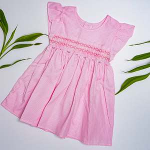 Girls: Pink Flutter sleeve Smocked Dresses for Girls