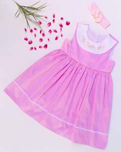 Girl Flower Embroidered Sleeveless Pink Dress