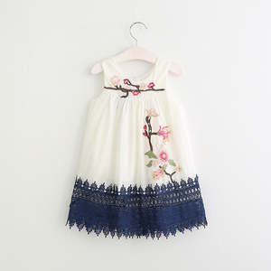 Girls Dress Flower embroidered Sleeveless Cotton Dress