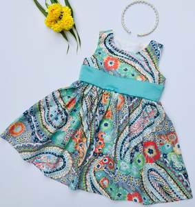 Green Floral Print Toddler girl Dress