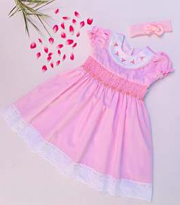 Baby Merino Nz Hand Made: Baby/Toddler Girl Pink Smocked Dress