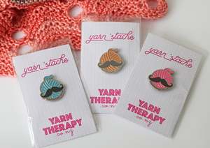 Yarn 'Stache Enamel Pin