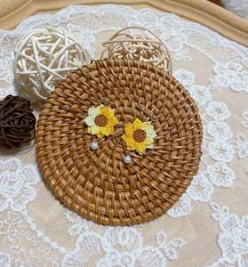 Micro Crochet Jewellery: Micro Crochet Sunflower Stud Earrings