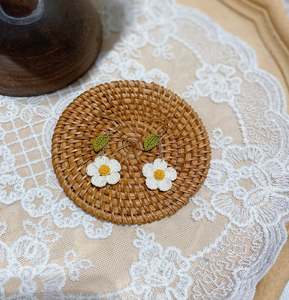 Micro Crochet Jewellery: Micro Crochet White Flower Earrings