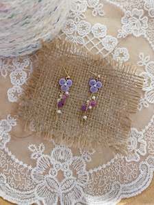 Micro Crochet Jewellery: Micro Crochet Pansy Stud Earrings