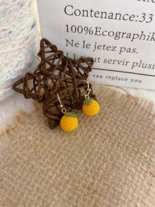 Micro Crochet Orange Earrings