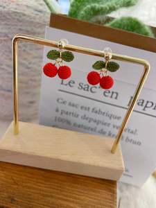Micro Crochet Jewellery: Micro Crochet Cherry Stud Earrings