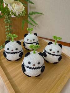 Crochet Decoration: Sprout Panda Key Charm