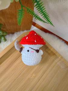 Crochet Decoration: Pirate Mushroom Key Charm