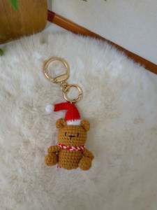 Crochet Decoration: Christmas Bear Key Charm