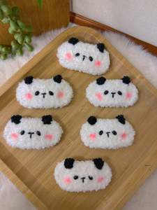 Crochet Hair Accessory: Fluffy Panda Hair Clip