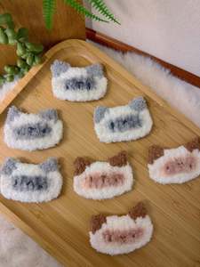 Crochet Hair Accessory: Fluffy Siamese Cat Hair Clip