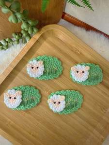 Crochet Hair Accessory: Lamb In Meadow Hair Clip