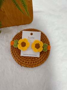 Crochet Hair Accessory: Sunflower Baby Hair Clips
