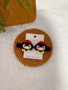 Crochet Hair Accessory: Black Penguin Baby Hair Clips