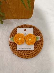 Crochet Hair Accessory: Orange Flower Baby Hair Clips