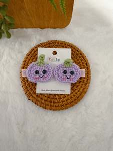Crochet Hair Accessory: Eggplant Baby Hair Clips