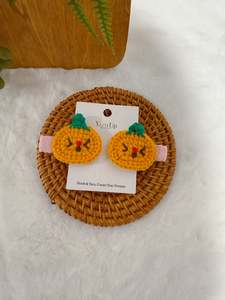 Crochet Hair Accessory: Pumpkin Baby Hair Clips