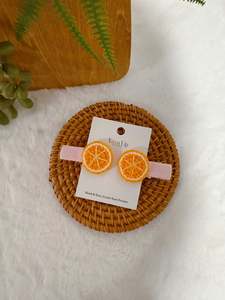 Crochet Hair Accessory: Orange Slice Baby Hair Clips