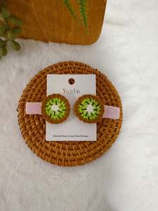 Crochet Hair Accessory: Kiwifruit Slice Baby Hair Clips