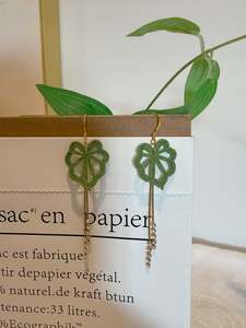 Micro Crochet Jewellery: Monstera Earrings