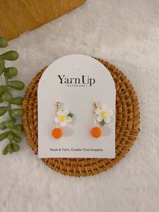 Orange & Flower Stud Earrings