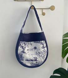 Bag: 100% Linen Round Bottom Bag âBlue Wonderâ